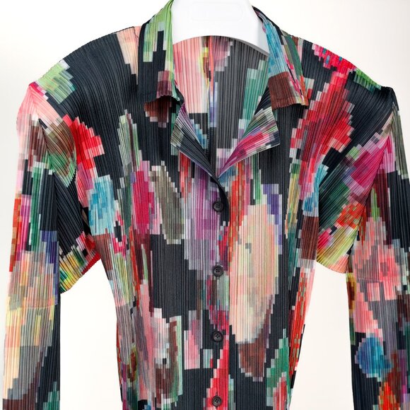 Pleats Please Issey Miyake Archival Pixelated Multicolour Flower Jacket, Size L - Picture 3 of 10